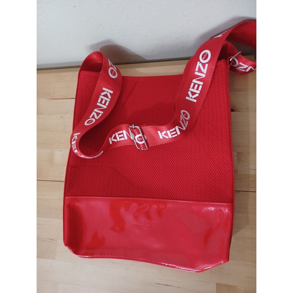 KENZO AUTHENTIC CROSSBODY SHOULDER TOTE BAG RED NYLON VINYL